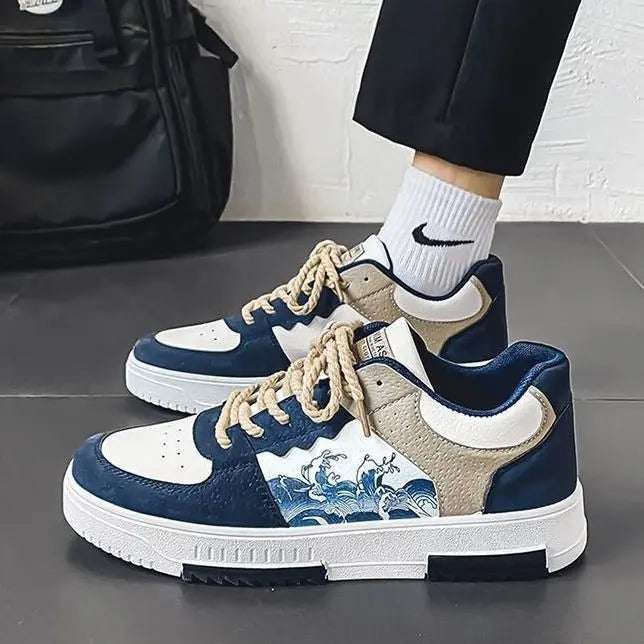 Men’s Colorblock Trainers – Modern Everyday Sneakers with Wave Detail