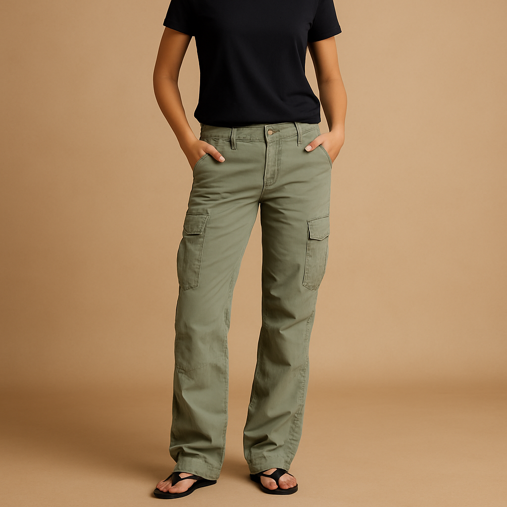 Women’s Casual Cargo Trousers – Straight-Leg Everyday Utility Fit