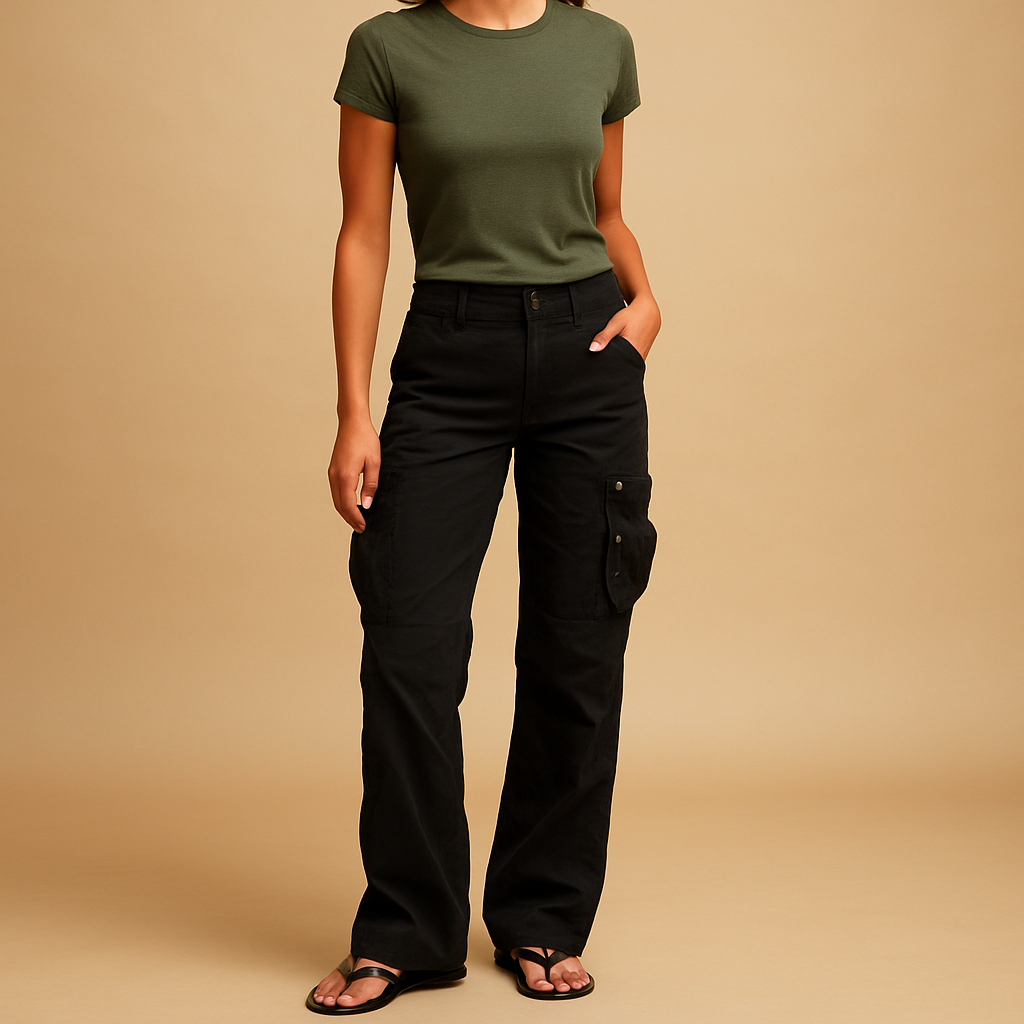 Women’s Casual Cargo Trousers – Straight-Leg Everyday Utility Fit