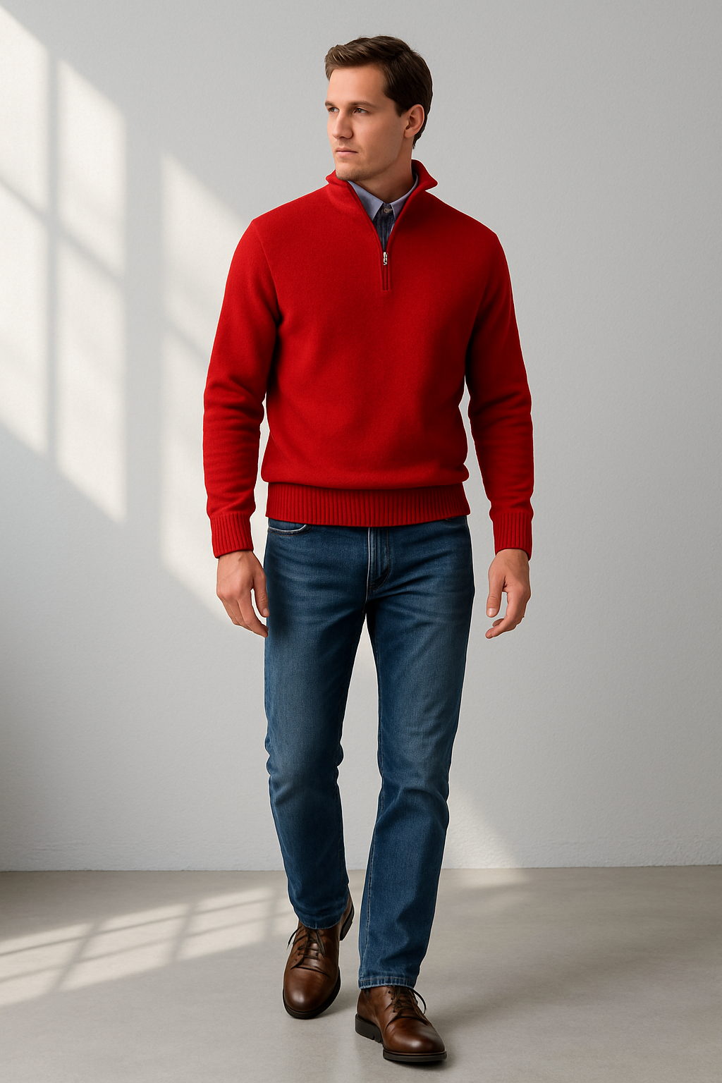 Men’s Half-Zip Sweater – Structured Fit Everyday Layer