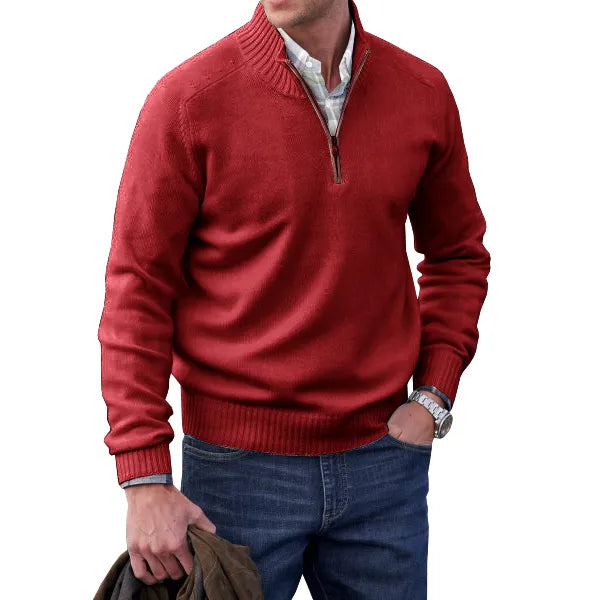 Men’s Half-Zip Knit Sweater – Soft Textured Everyday Layer