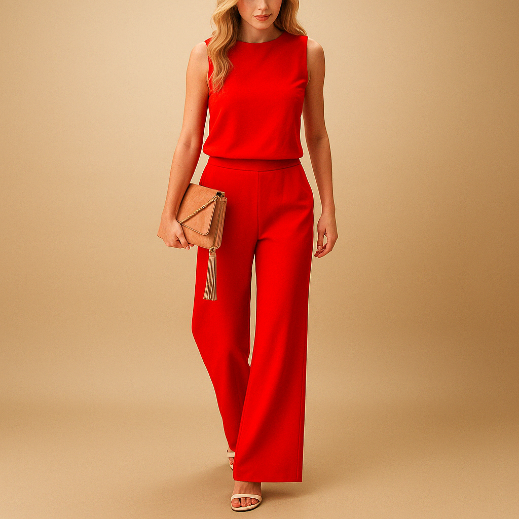 Women’s Wide-Leg Jumpsuit – Round Neck Everyday One-Piece