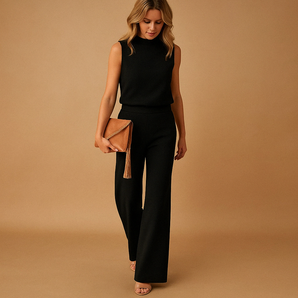 Women’s Wide-Leg Jumpsuit – Round Neck Everyday One-Piece