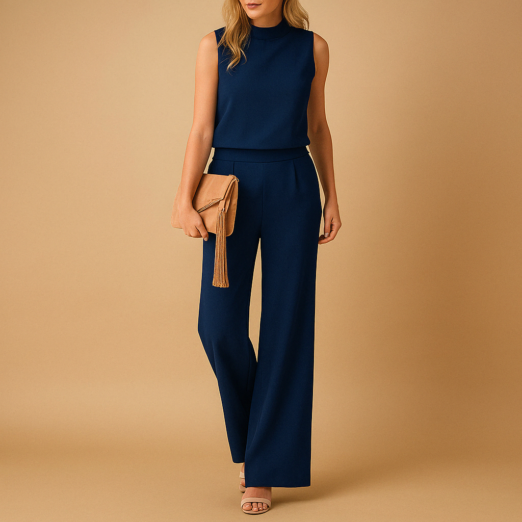 Women’s Wide-Leg Jumpsuit – Round Neck Everyday One-Piece