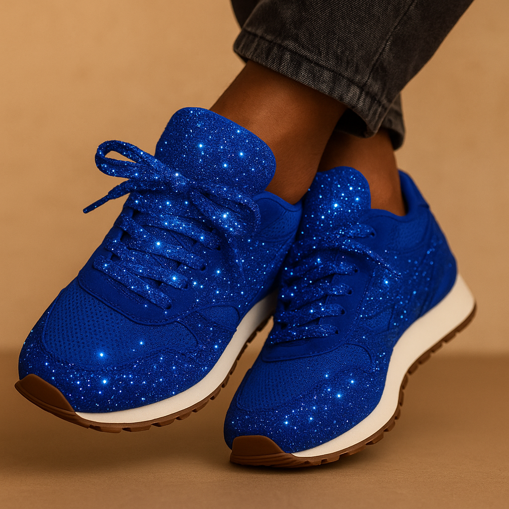 Women’s Glitter Sequin Sneakers – Lace-Up Style with Subtle Lift