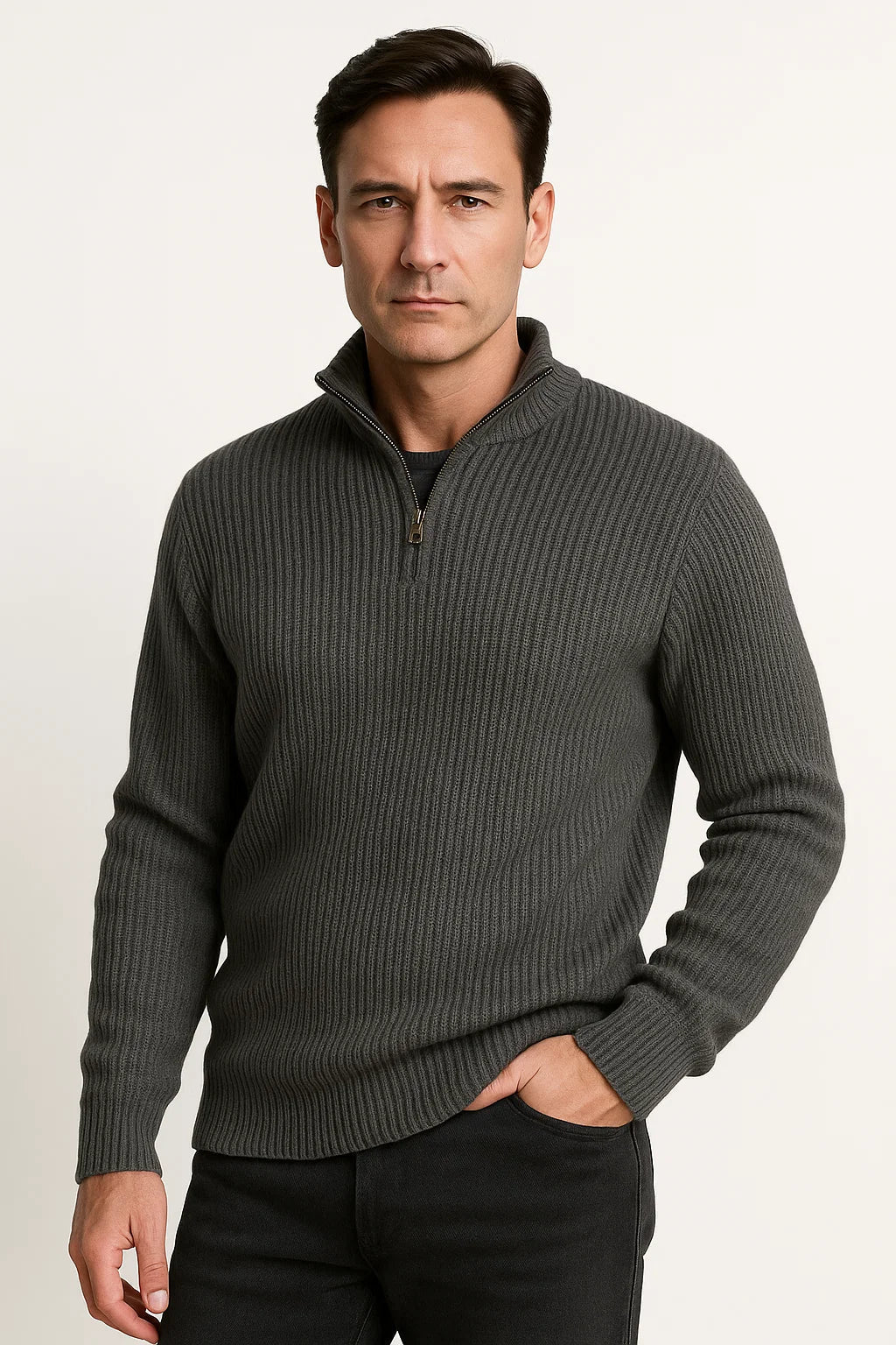 Men’s Half-Zip Sweater – Clean Timeless Everyday Layer