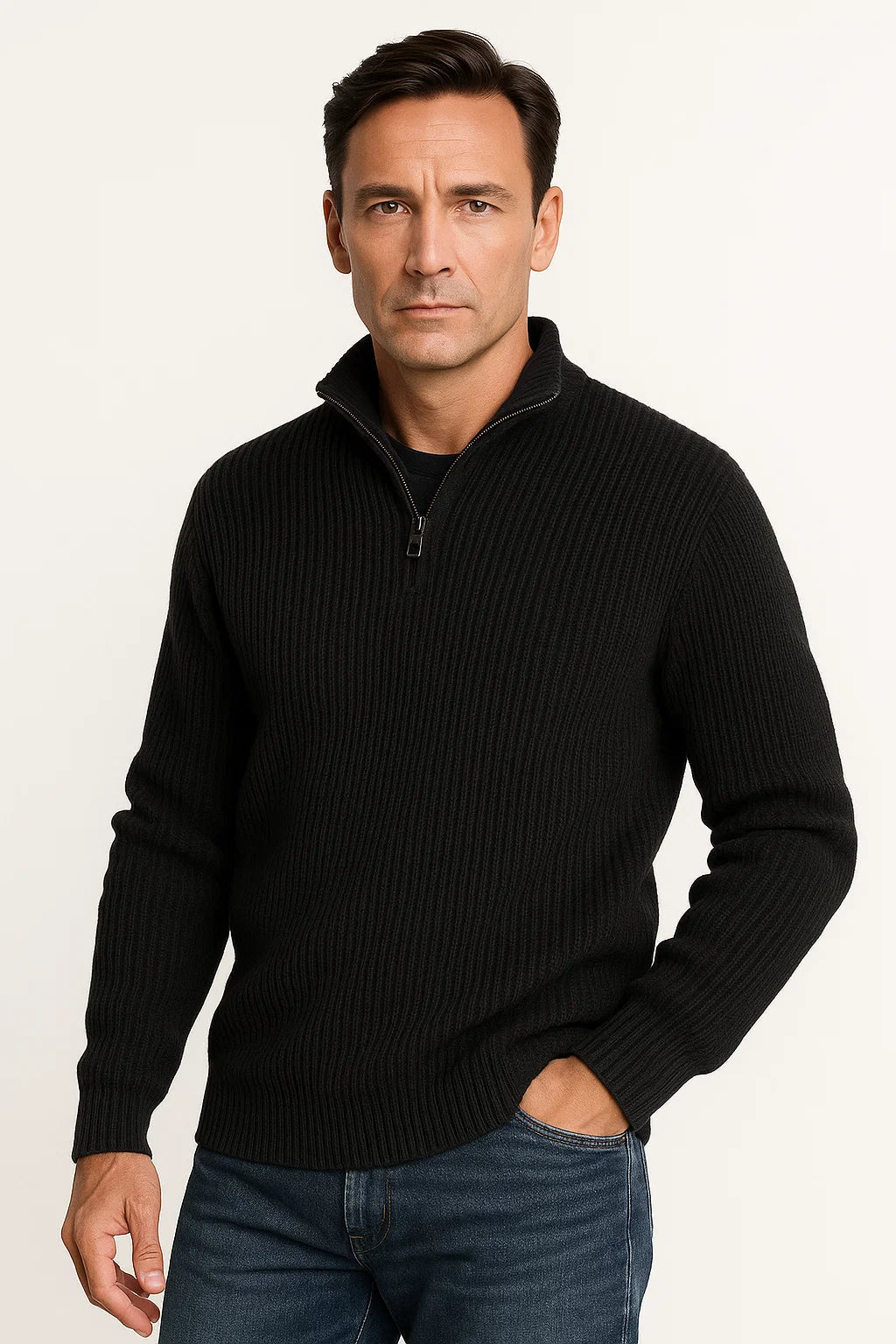 Men’s Half-Zip Sweater – Clean Timeless Everyday Layer