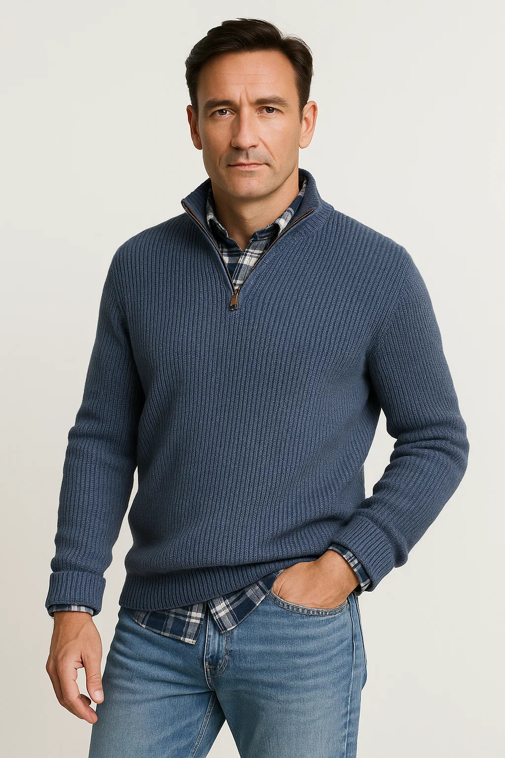 Men’s Half-Zip Sweater – Clean Timeless Everyday Layer