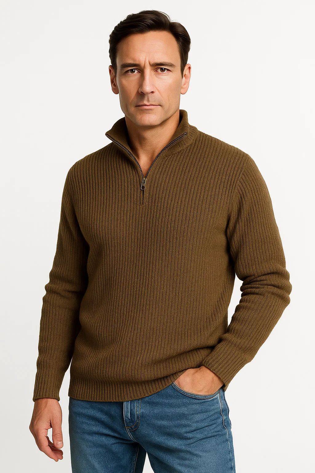 Men’s Half-Zip Sweater – Clean Timeless Everyday Layer