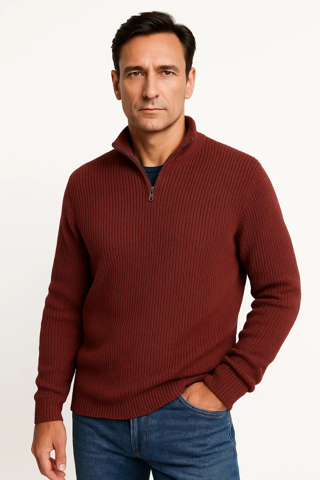 Men’s Half-Zip Sweater – Clean Timeless Everyday Layer