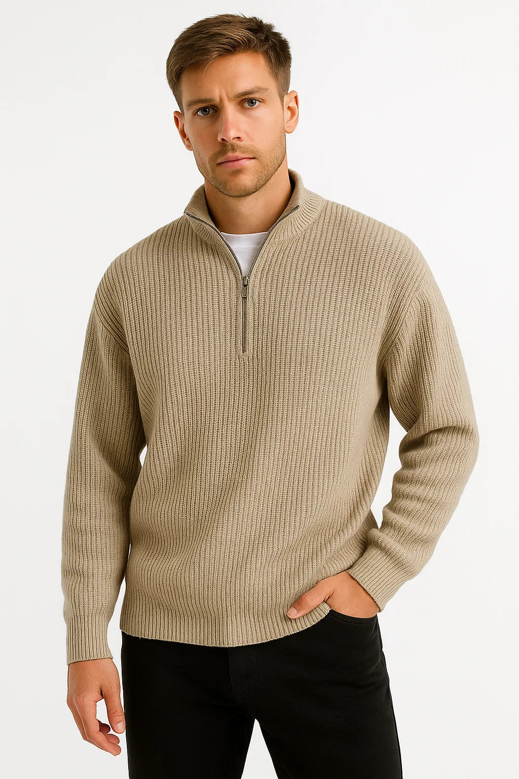 Men’s Half-Zip Sweater – Clean Knit Layer for Everyday Wear