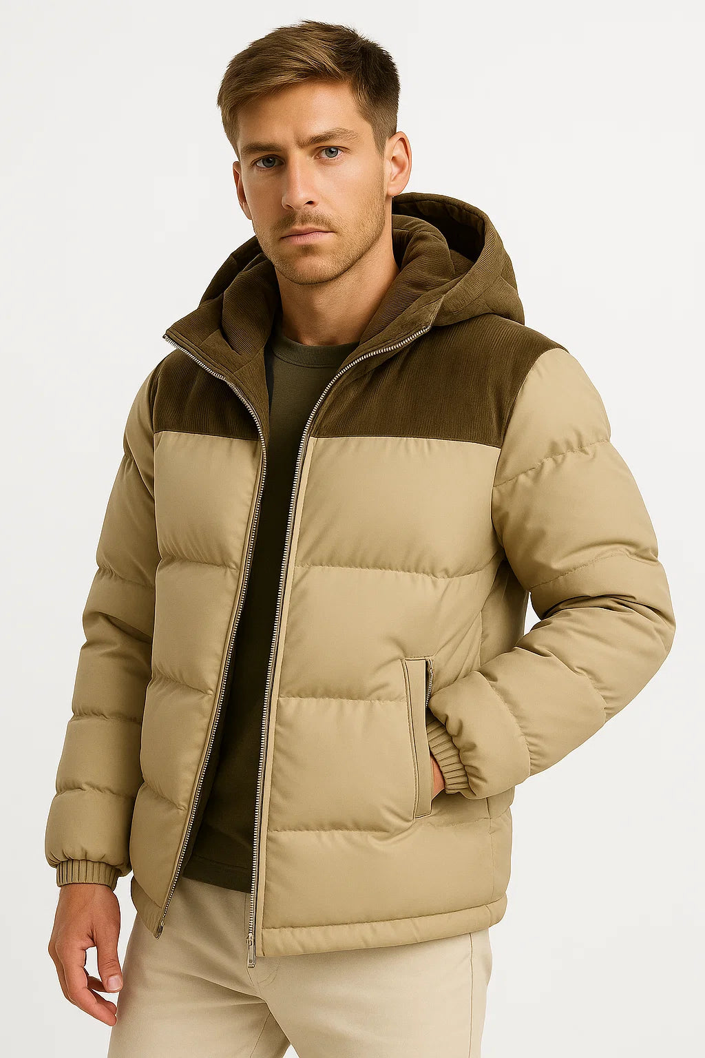 Men’s puffer jacket | lightweight hooded winter coat