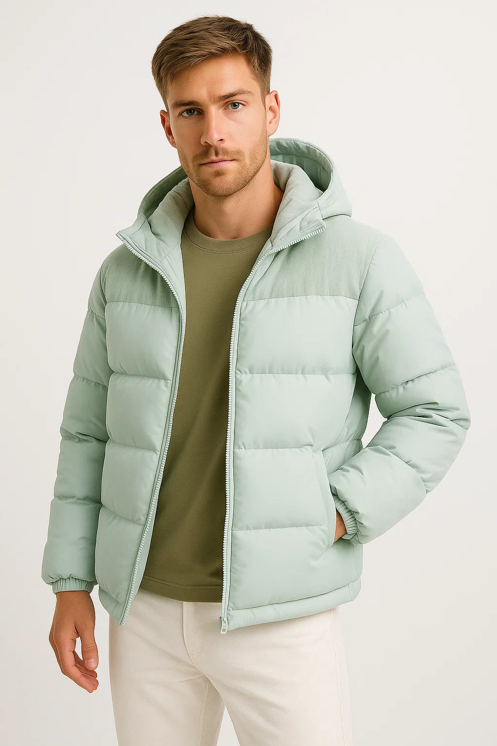 Men’s puffer jacket | lightweight hooded winter coat