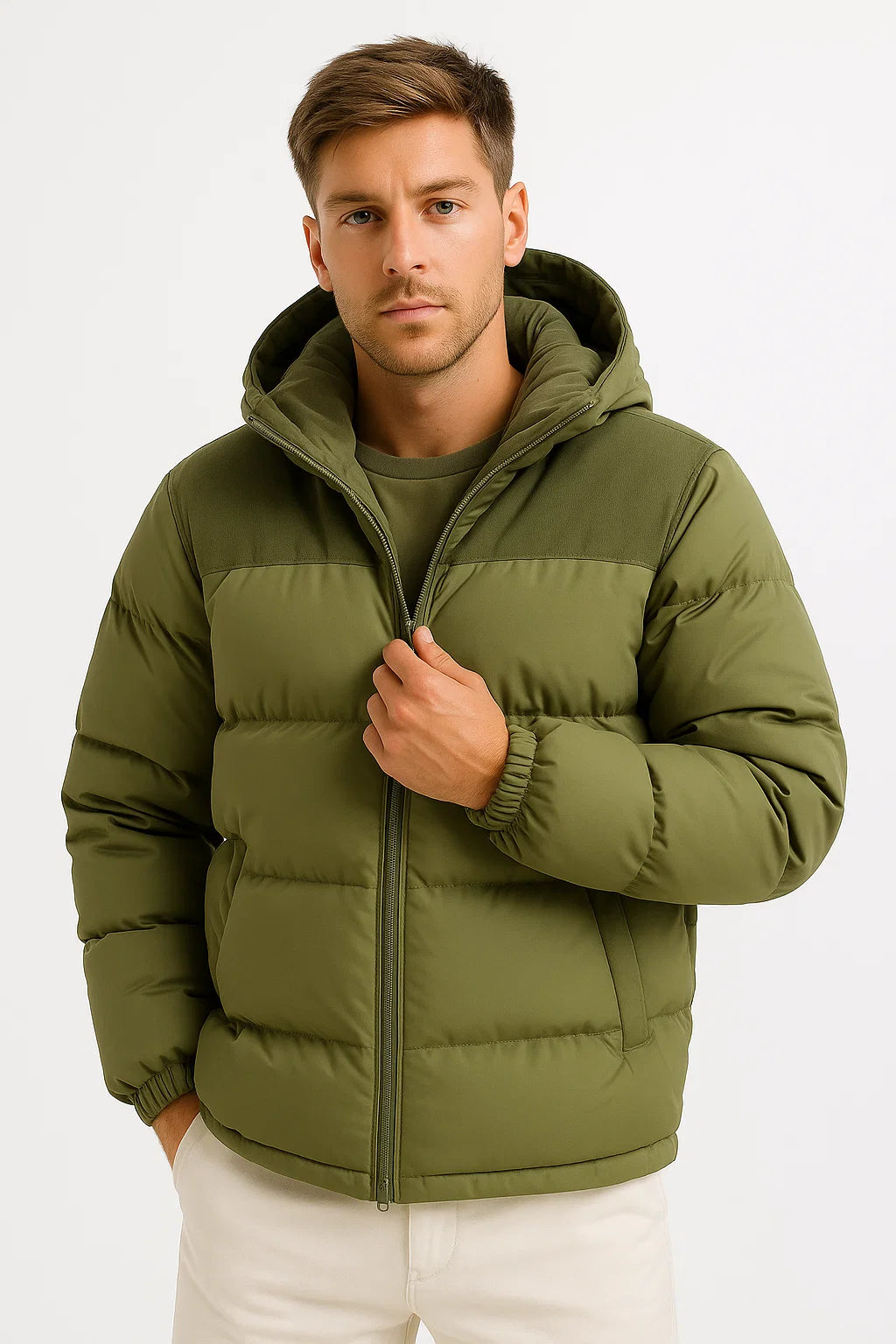 Men’s puffer jacket | lightweight hooded winter coat