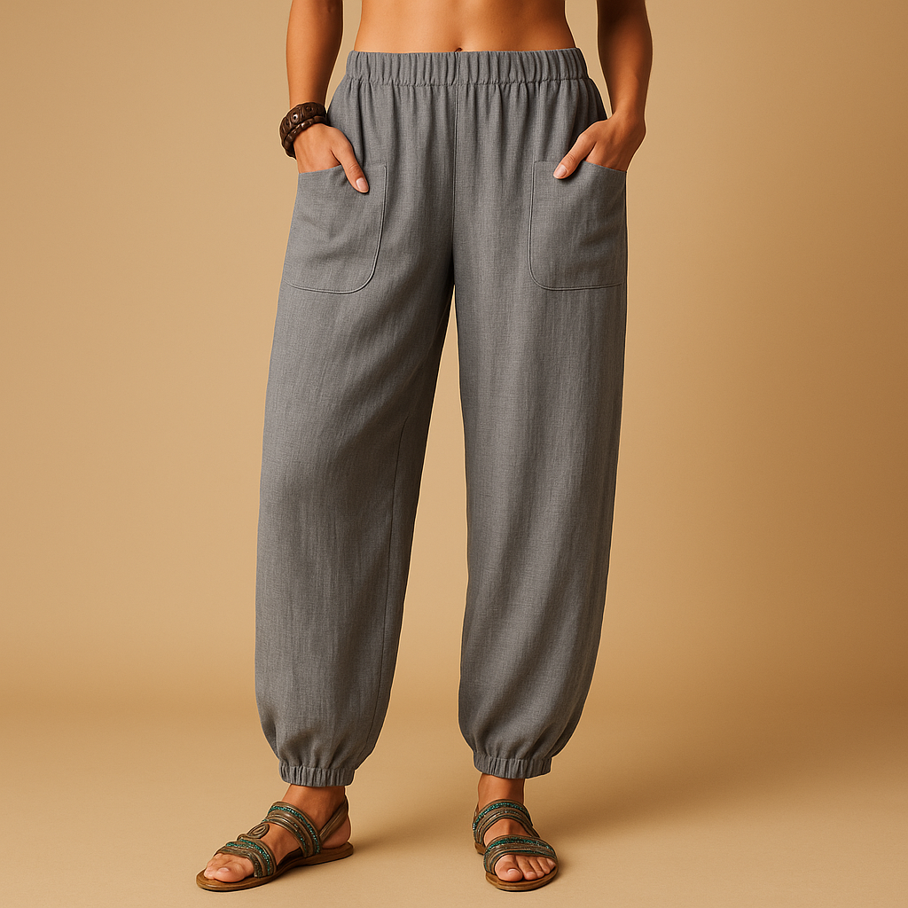 Women’s High-Waisted Linen Trousers – Relaxed Lightweight Summer Fit