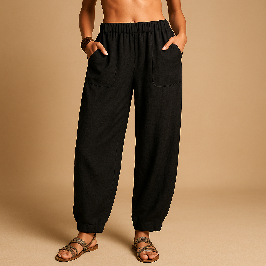 Women’s High-Waisted Linen Trousers – Relaxed Lightweight Summer Fit