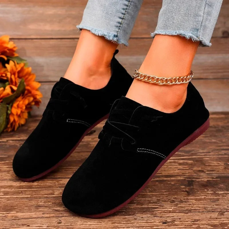 Women’s Soft Suede Derby Flats | Casual Elegance with Lightweight Everyday Comfort