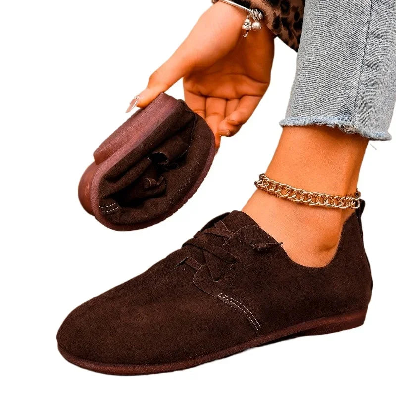 Women’s Soft Suede Derby Flats | Casual Elegance with Lightweight Everyday Comfort