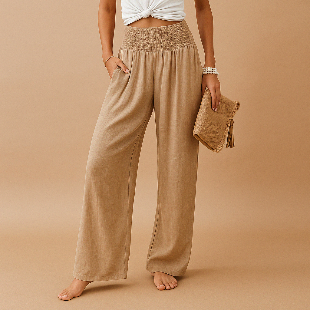 Women’s Linen Pants – Elastic Waist Straight-Leg Everyday Style