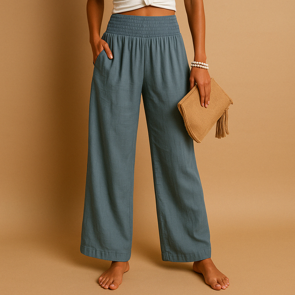 Women’s Linen Pants – Elastic Waist Straight-Leg Everyday Style
