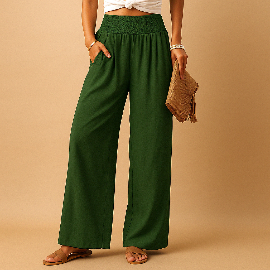 Women’s Linen Pants – Elastic Waist Straight-Leg Everyday Style