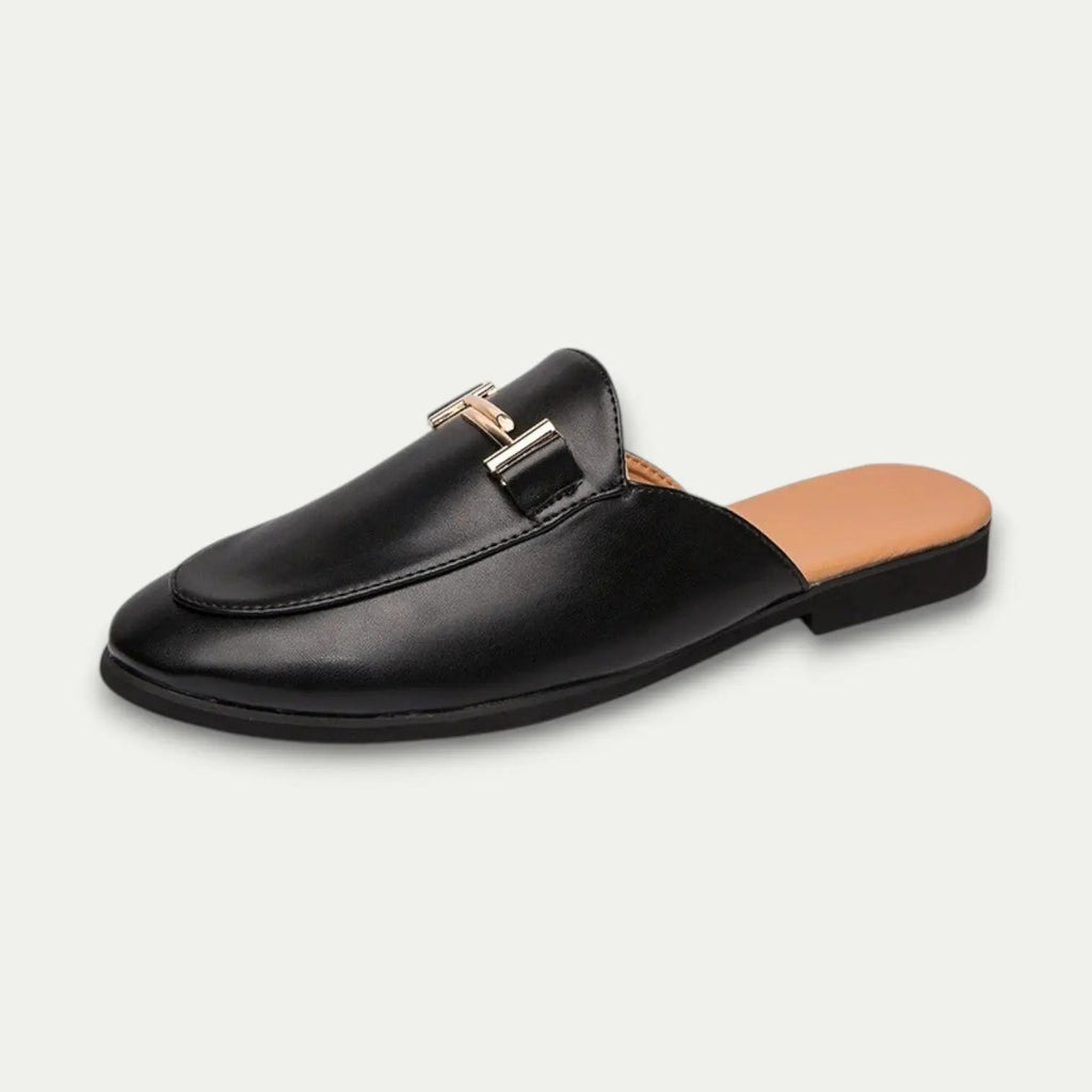 Men’s Brogue Mule Loafers – Open-Back Smart-Casual Footwear