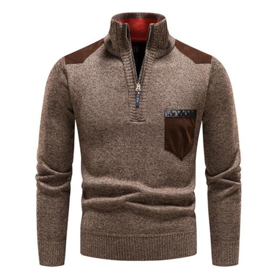 Men’s Half-Zip Knit Sweater – Stand Collar Everyday Layer
