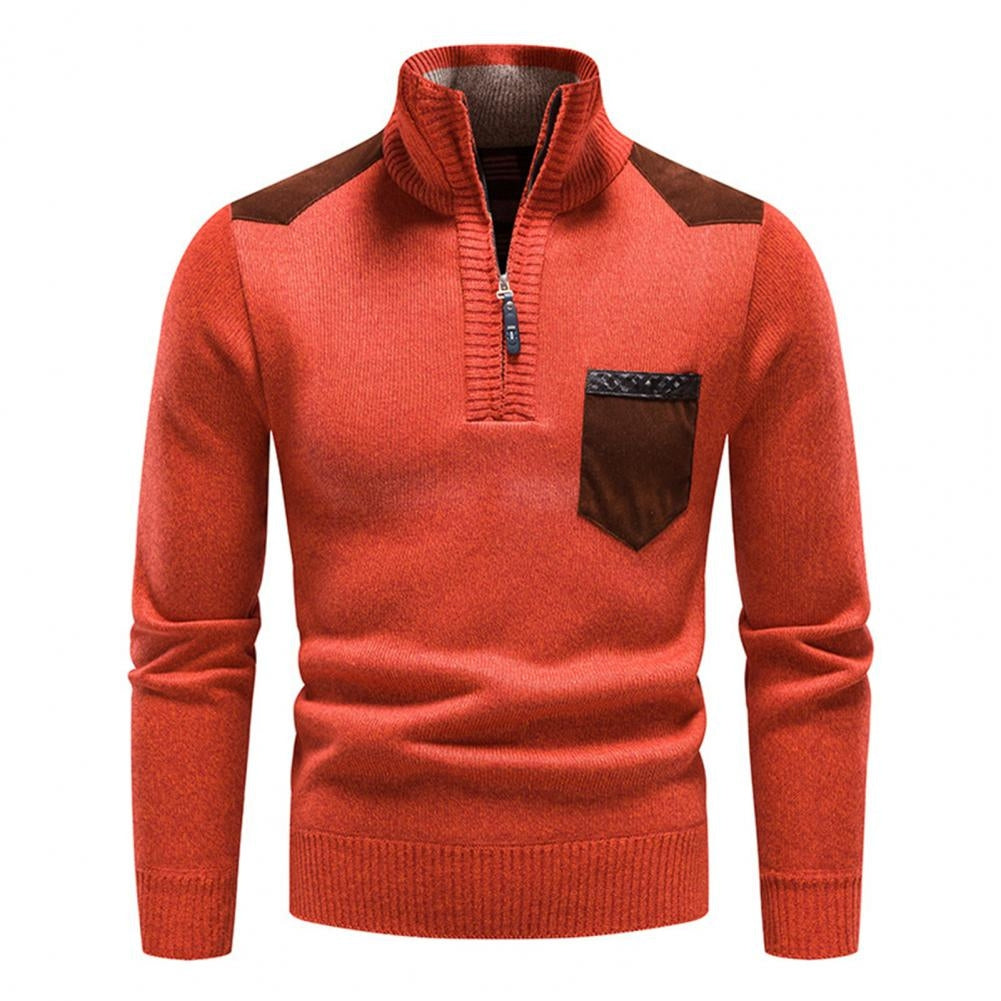 Men’s Half-Zip Knit Sweater – Stand Collar Everyday Layer