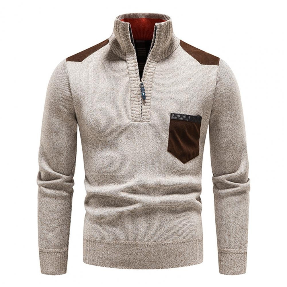 Men’s Half-Zip Knit Sweater – Stand Collar Everyday Layer