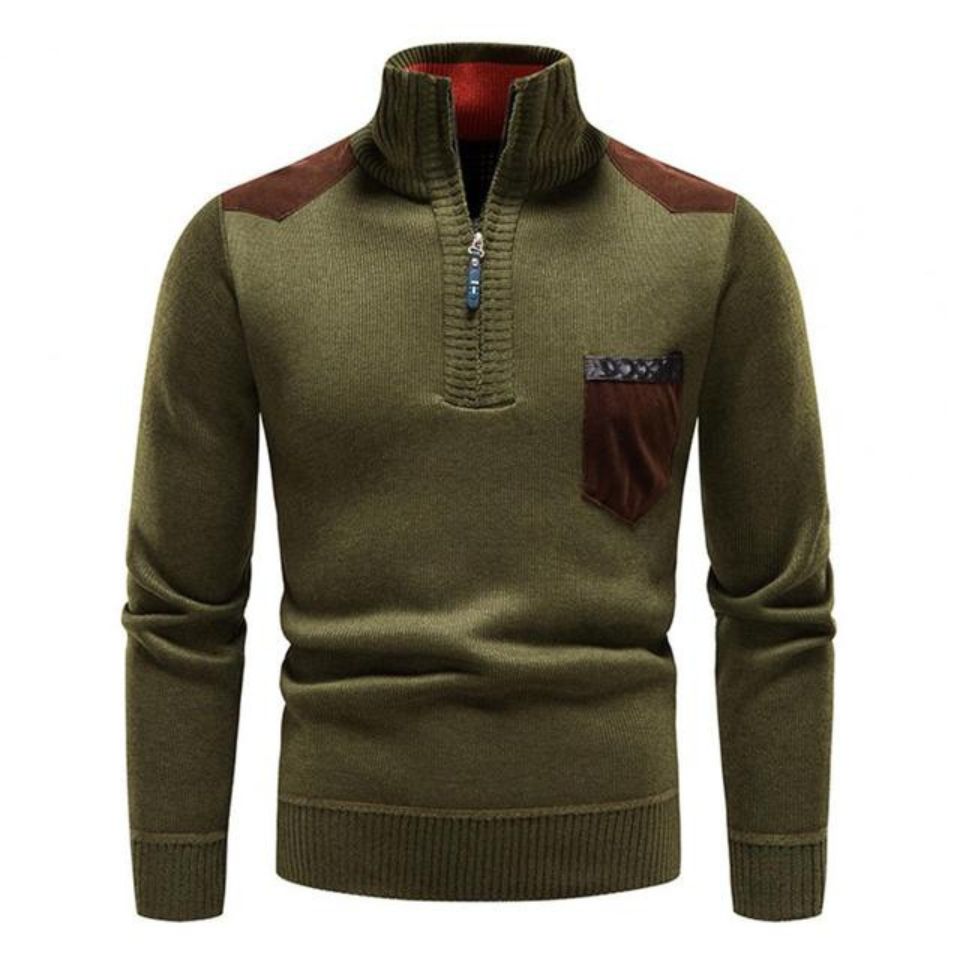 Men’s Half-Zip Knit Sweater – Stand Collar Everyday Layer