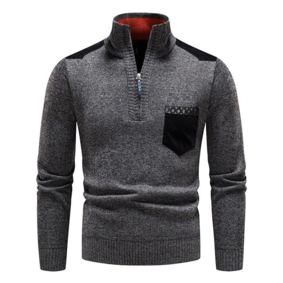 Men’s Half-Zip Knit Sweater – Stand Collar Everyday Layer