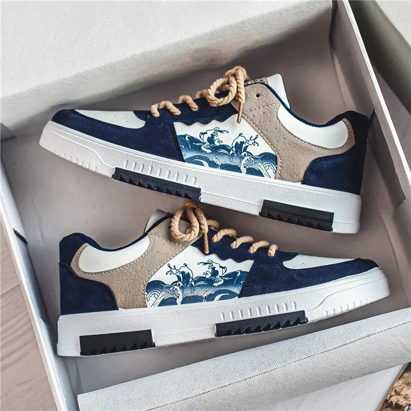 Men’s Colorblock Trainers – Modern Everyday Sneakers with Wave Detail