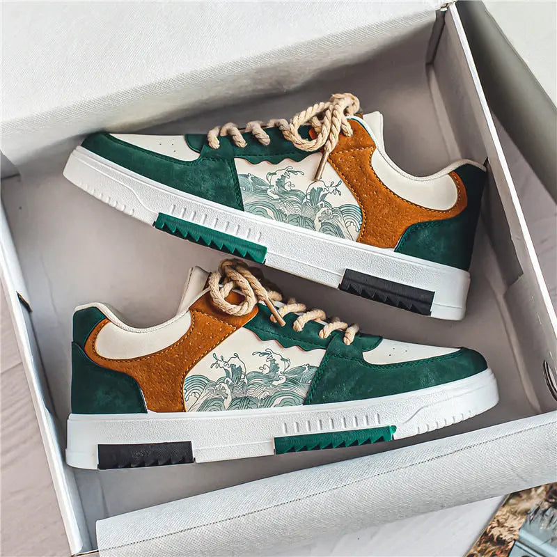 Men’s Colorblock Trainers – Modern Everyday Sneakers with Wave Detail