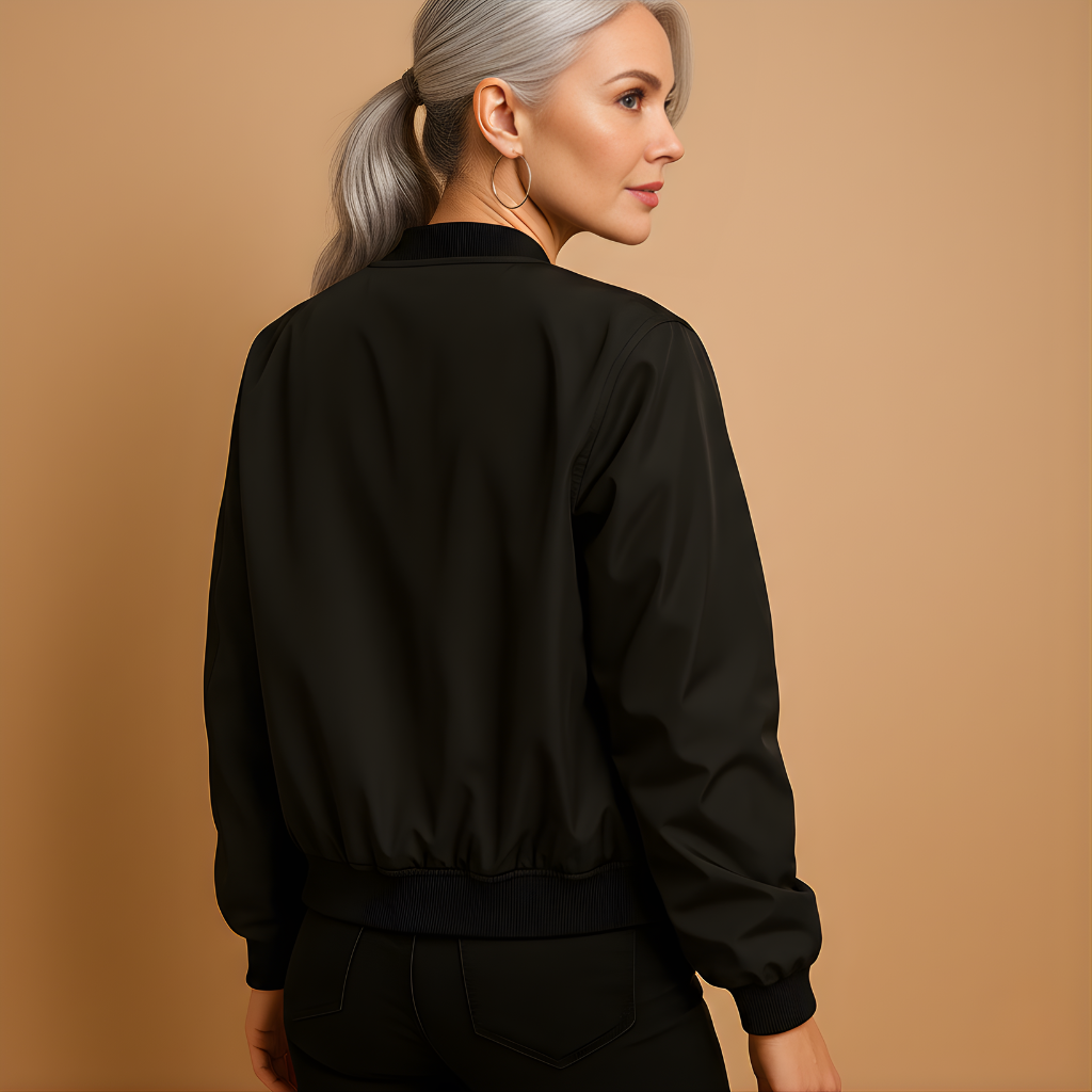 Women’s Bomber Jacket with Ribbed Cuffs – Lightweight & Versatile Style