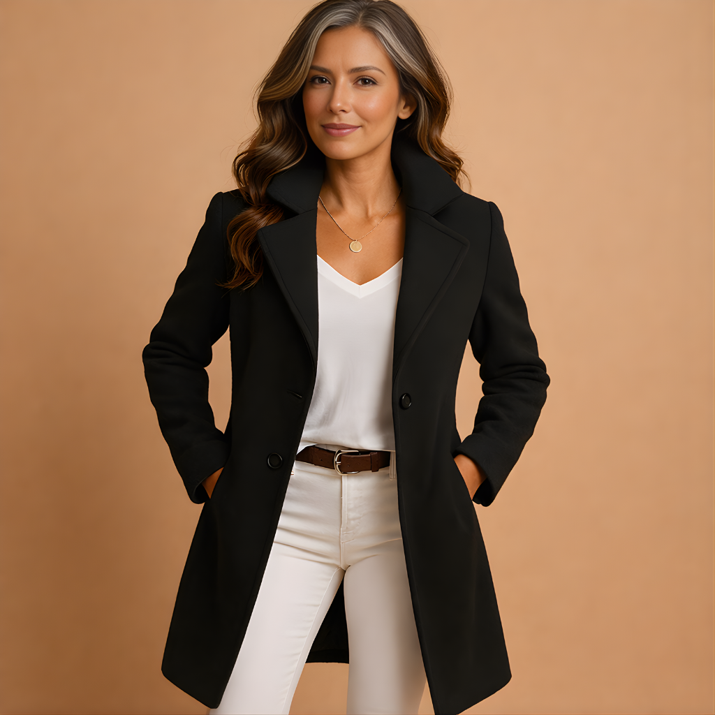 Women’s Long Buttoned Coat – Elegant & Versatile for Everyday Wear