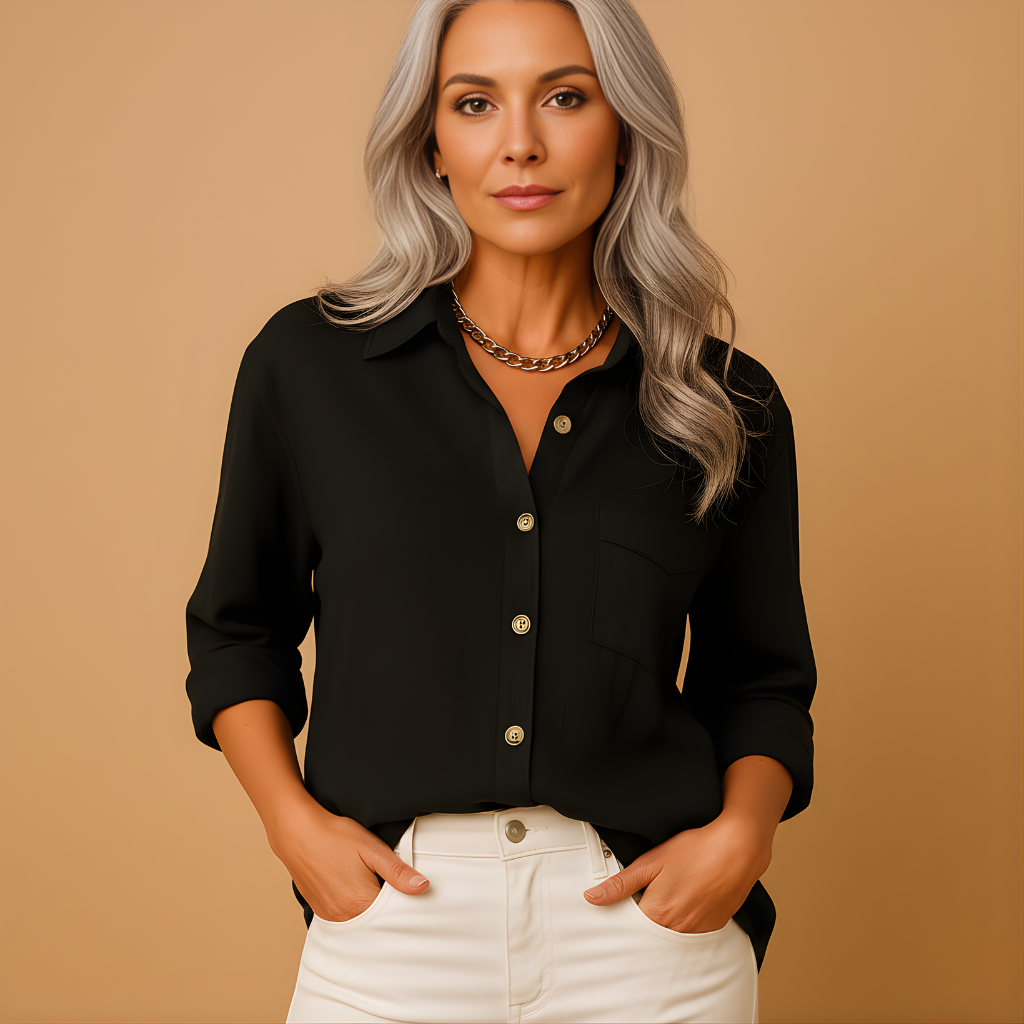 Women’s Long Sleeve Shirt Blouse with Pockets – Comfortable & Versatile Everyday Style