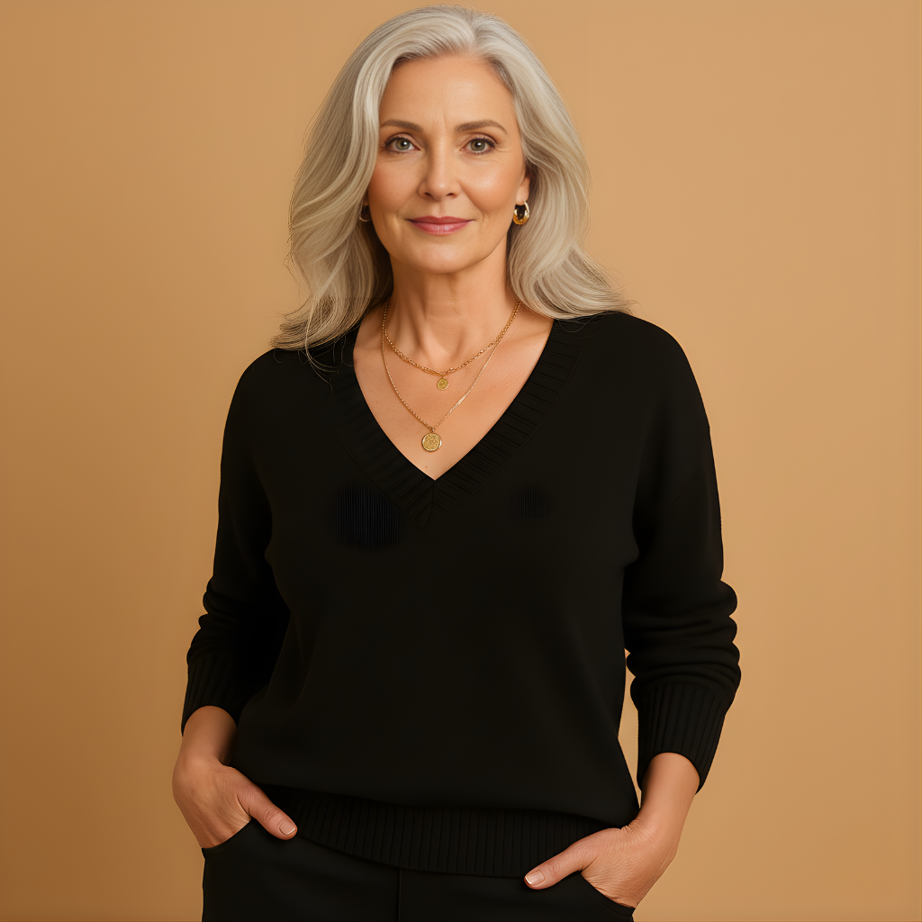 Women’s Soft Knit V-Neck Sweater – Comfortable Everyday Fit