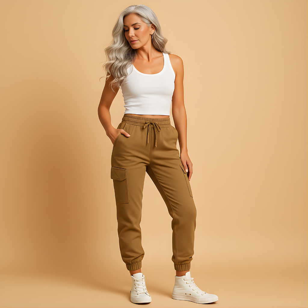 Women’s High-Waisted Slim Cargo Pants – Stretch Everyday Fit