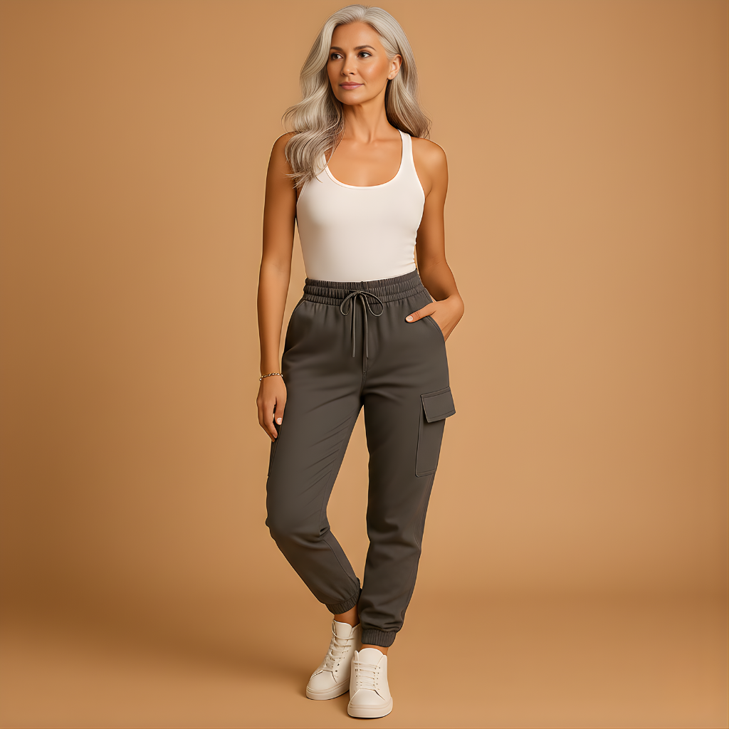Women’s High-Waisted Slim Cargo Pants – Stretch Everyday Fit