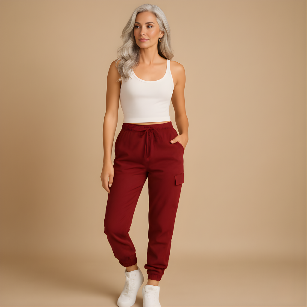 Women’s High-Waisted Slim Cargo Pants – Stretch Everyday Fit