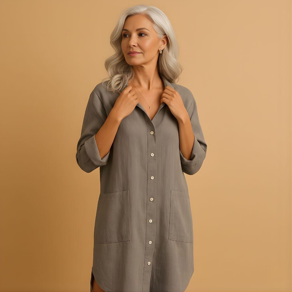 Women’s Casual Shirt Dress with Pockets – Comfortable & Versatile for Everyday Wear