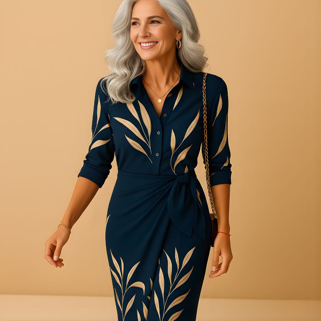Women’s Wrap Shirt Dress with Tie Waist – Lightweight & Refined for Warm Days