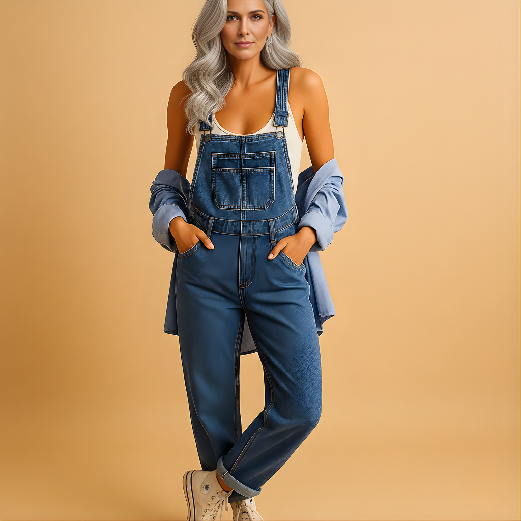 Women’s Denim Dungaree with Adjustable Straps – Relaxed & Versatile Everyday Wear