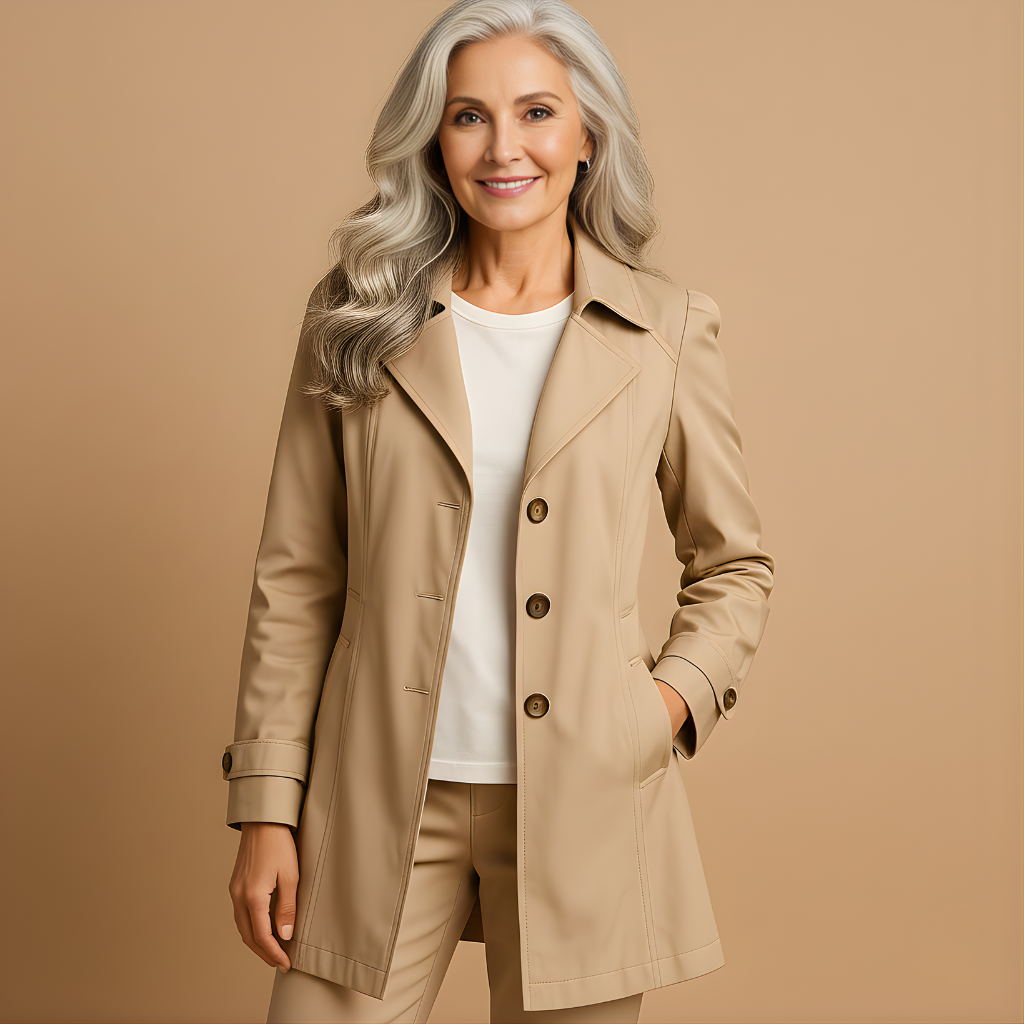 Women’s Long Windproof Rain Jacket with Hood – Adjustable Fit for Everyday Wear