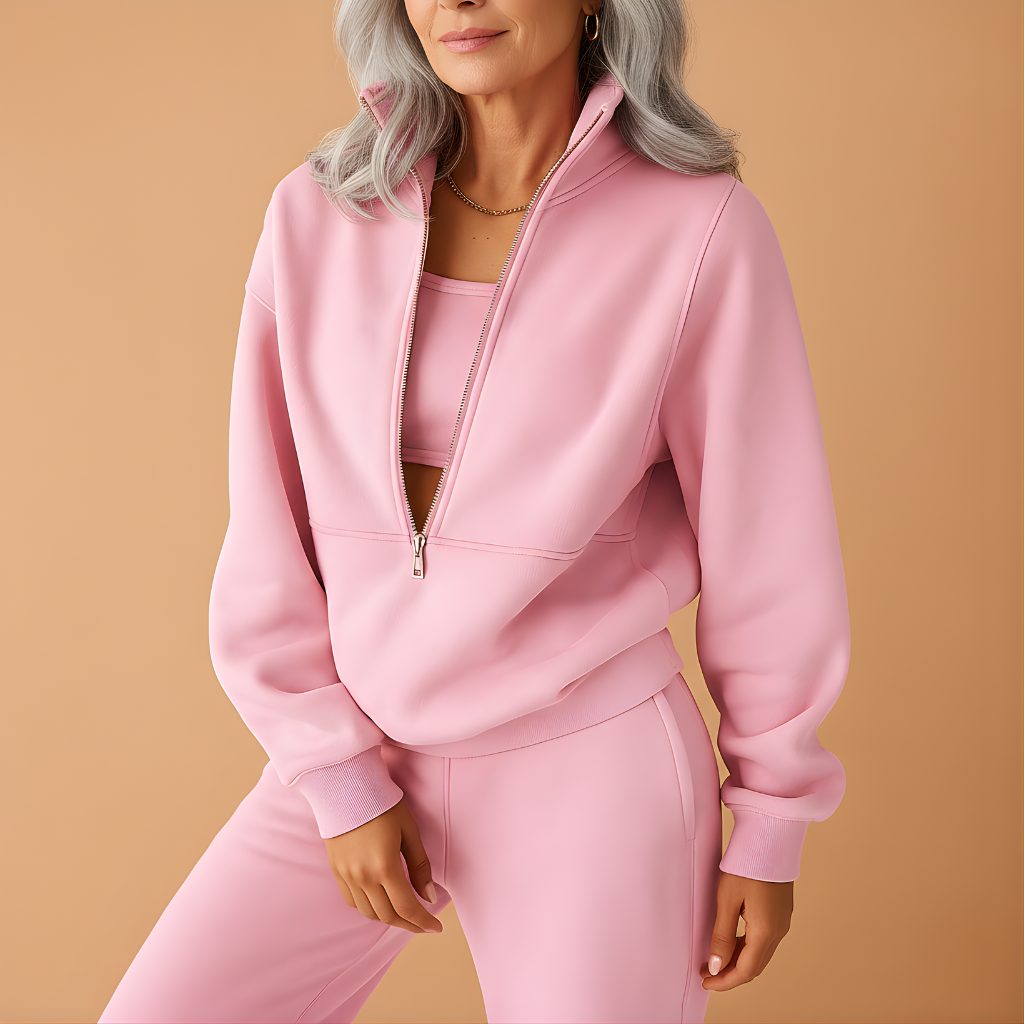 Women’s Half-Zip Sweatshirt & Jogger Set – Relaxed & Sporty for Everyday Wear