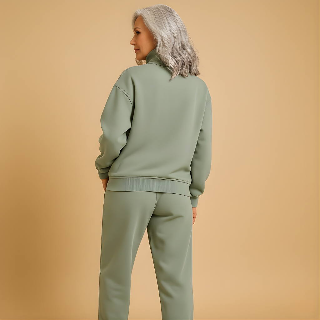 Women’s Half-Zip Sweatshirt & Jogger Set – Relaxed & Sporty for Everyday Wear