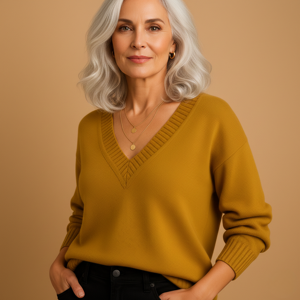 Women’s V-Neck Knit Sweater – Relaxed Everyday Style