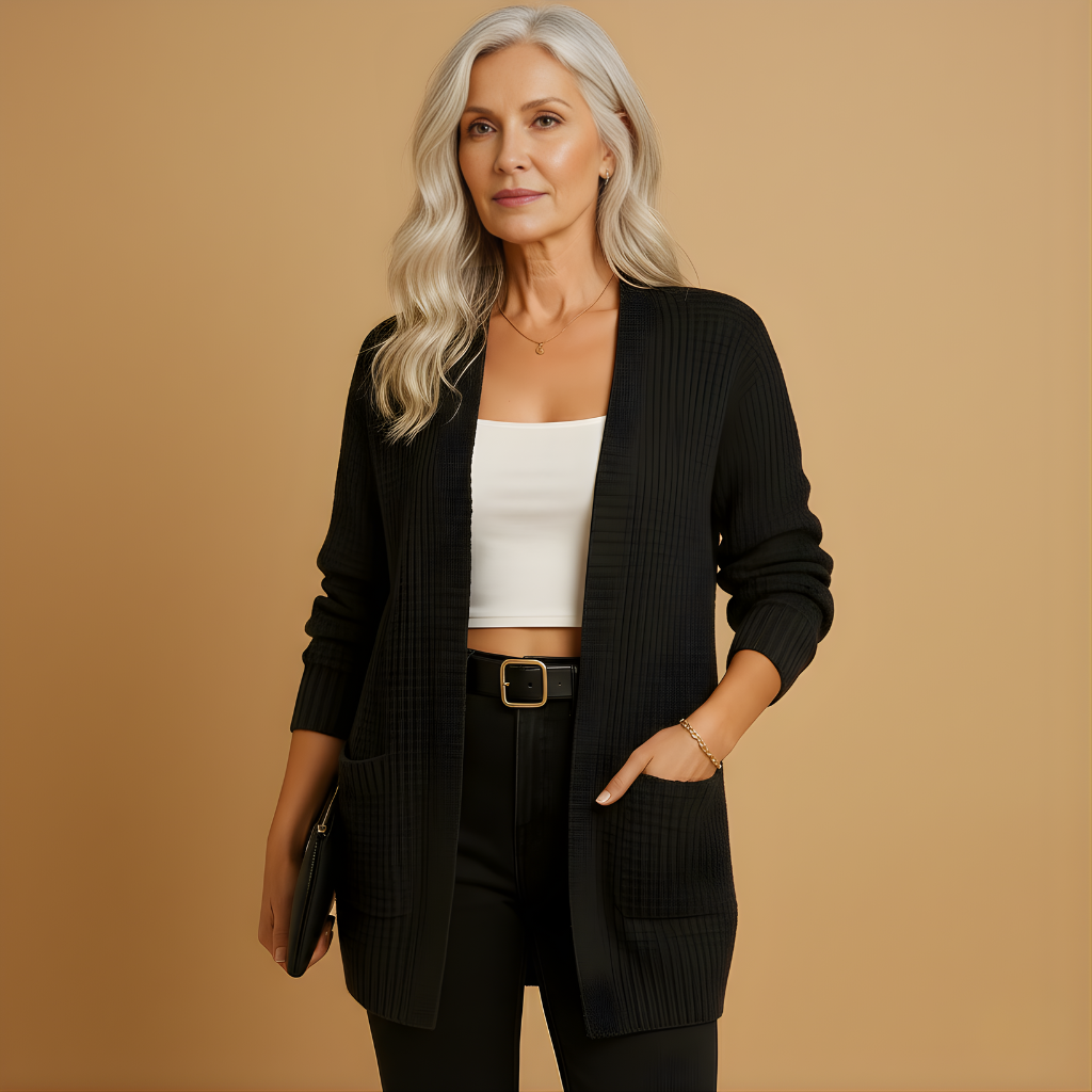 Women’s Long V-Neck Cardigan – Relaxed Everyday Layer