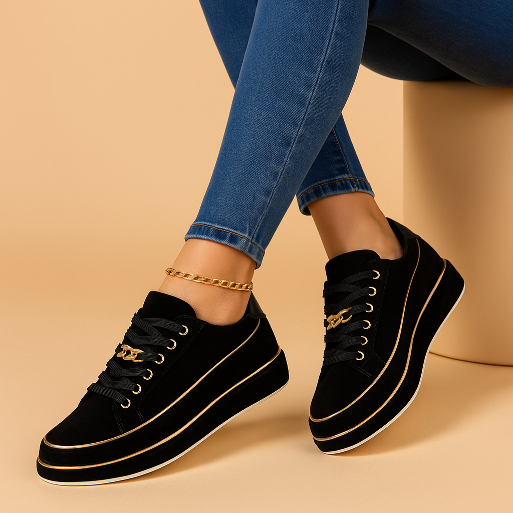 Women’s White Sneakers with Gold Detail – Casual & Versatile Everyday Style