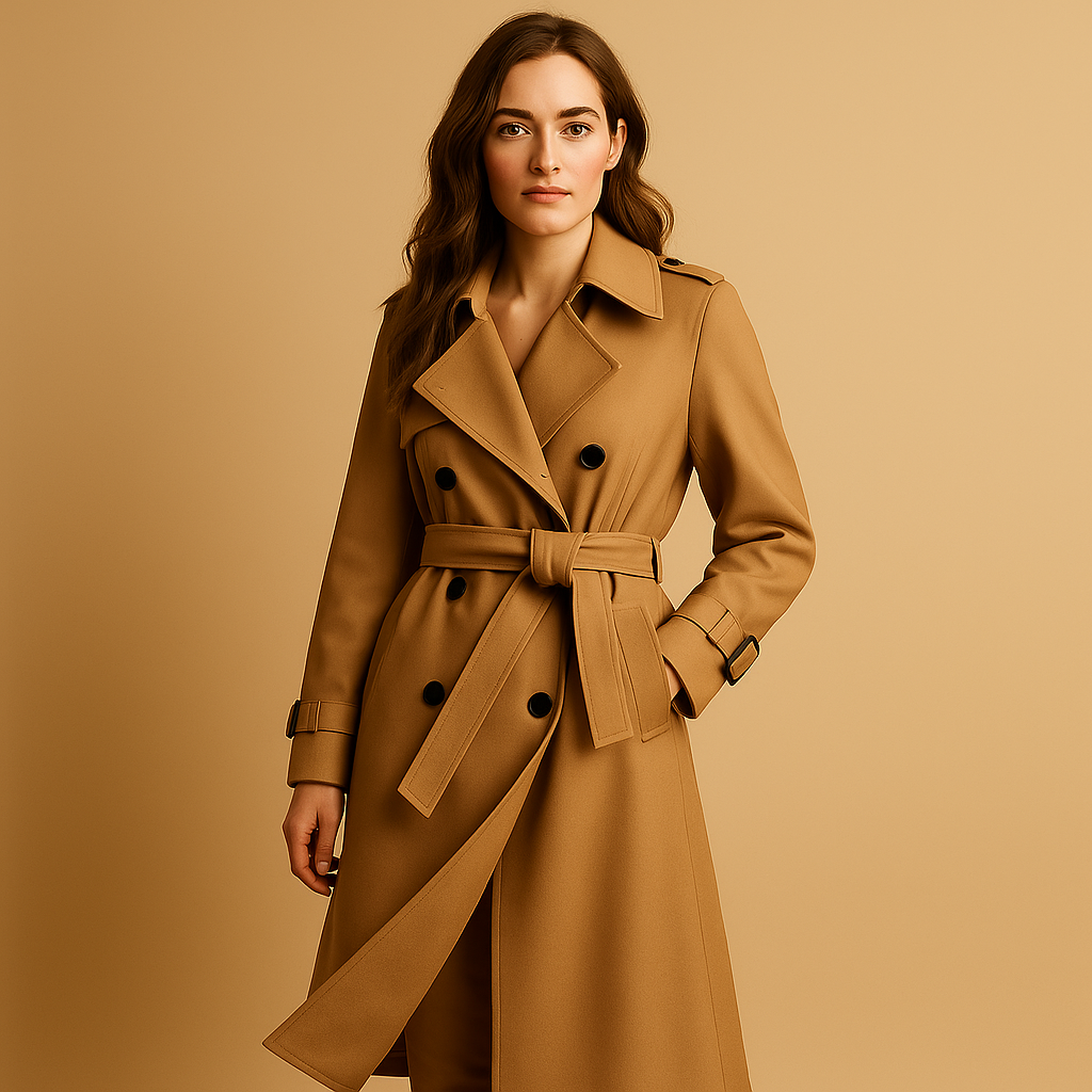 Women’s Long Double-Breasted Coat – Elegant Winter Outer Layer